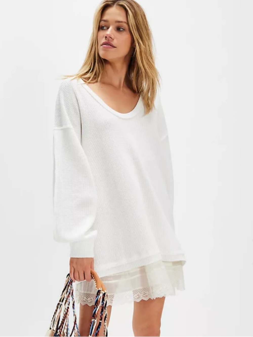 NWT FREE PEOPLE We The Free Coast 2 Coast Thermal, Ivory, Size Large